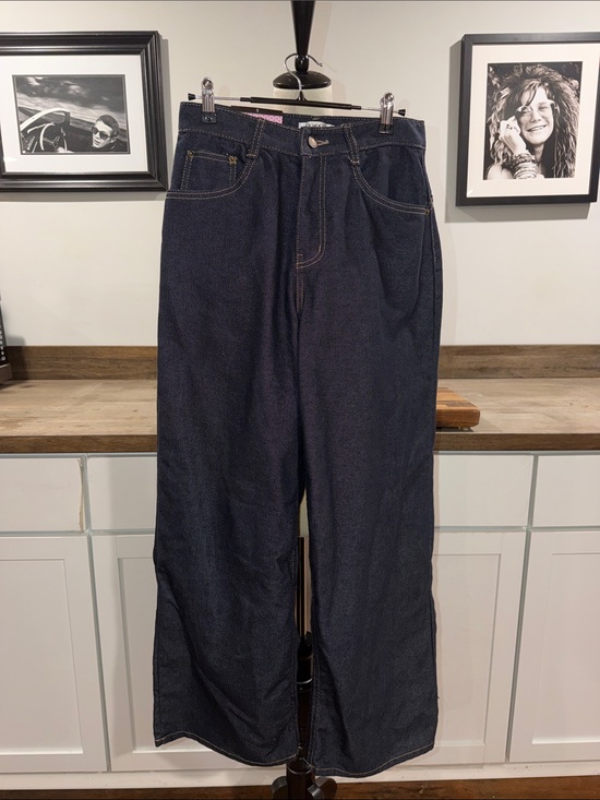 Lewkin Denim - Lewkin women’s Dark Blue Wide-Leg Jeans size small 28 waist